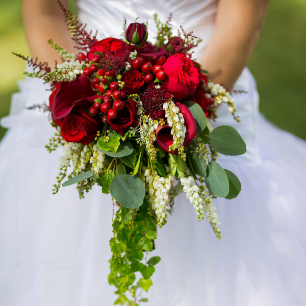 Bouquet a cascata Rosso-0